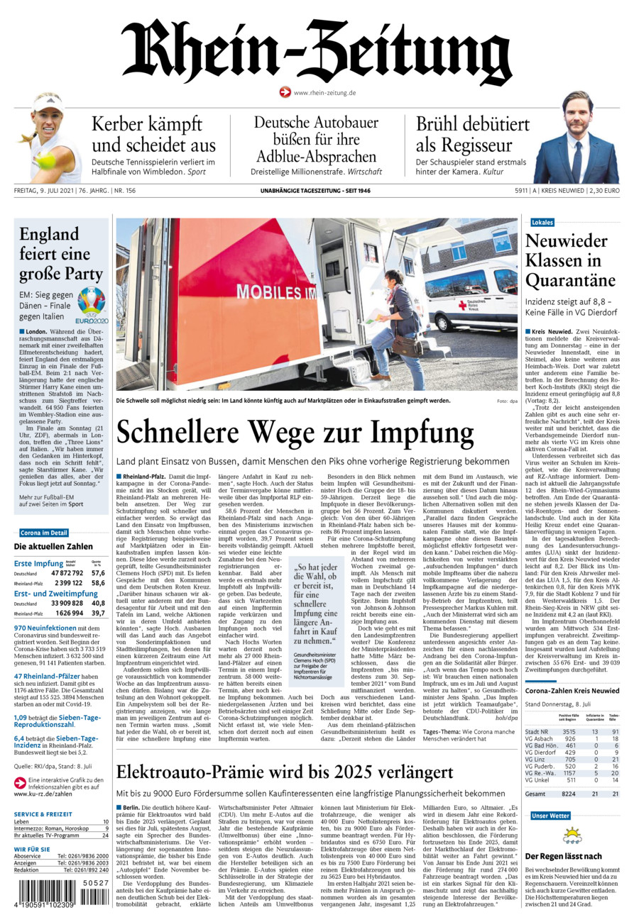 Rhein-Zeitung Kreis Neuwied vom Freitag, 09.07.2021