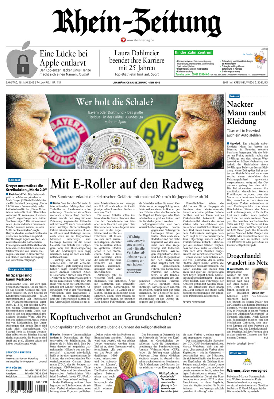 Rhein-Zeitung Kreis Neuwied vom Samstag, 18.05.2019