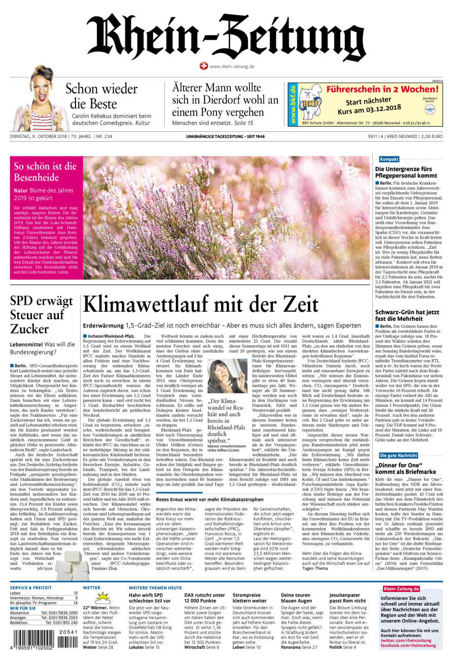 Rhein-Zeitung Kreis Neuwied vom Dienstag, 09.10.2018