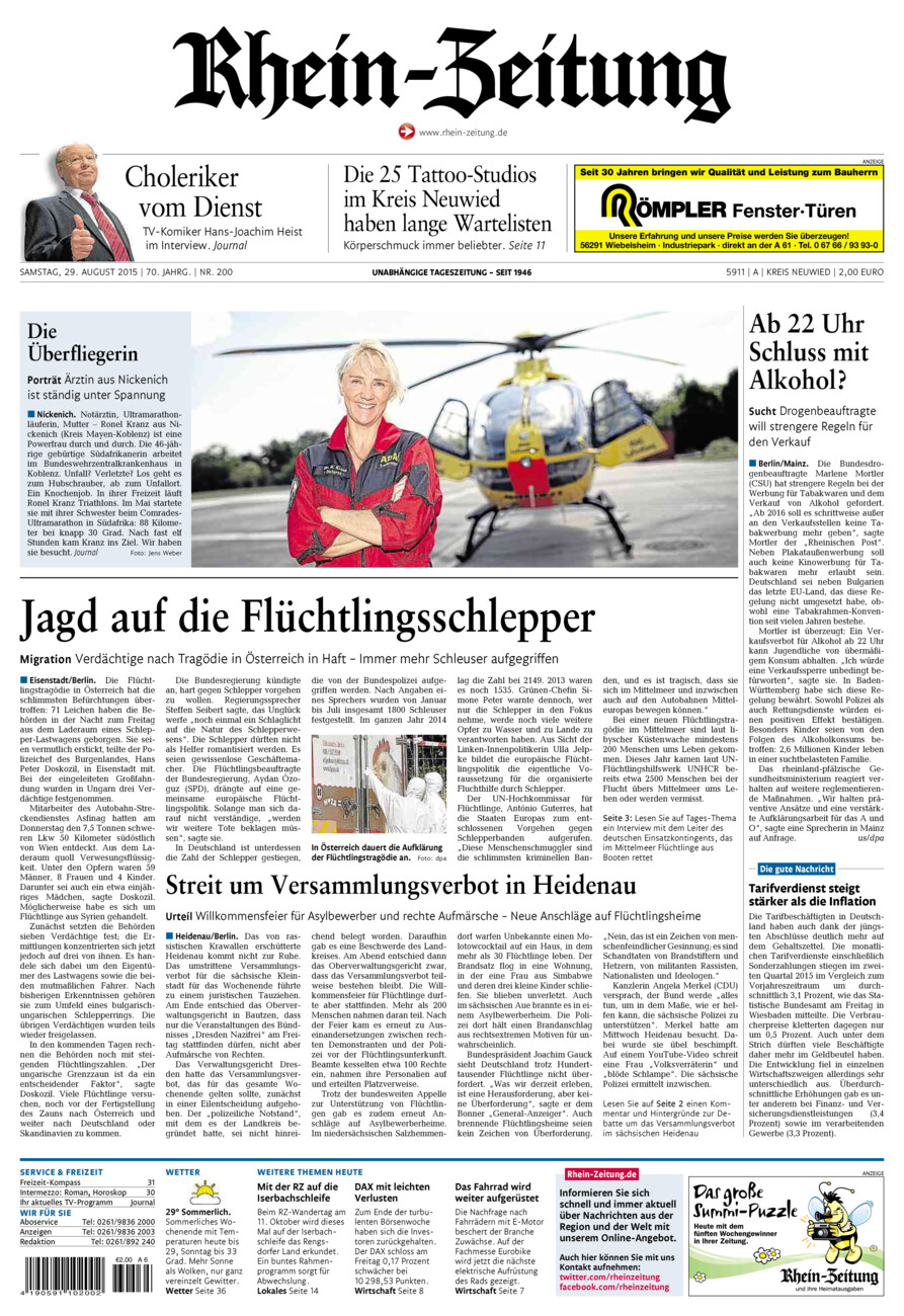 Rhein-Zeitung Kreis Neuwied vom Samstag, 29.08.2015