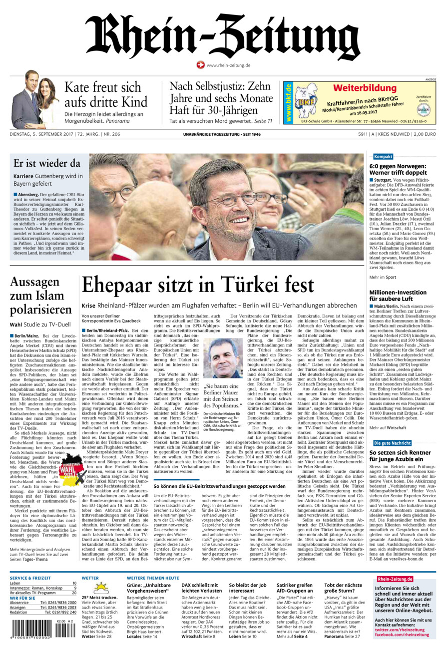 Rhein-Zeitung Kreis Neuwied vom Dienstag, 05.09.2017