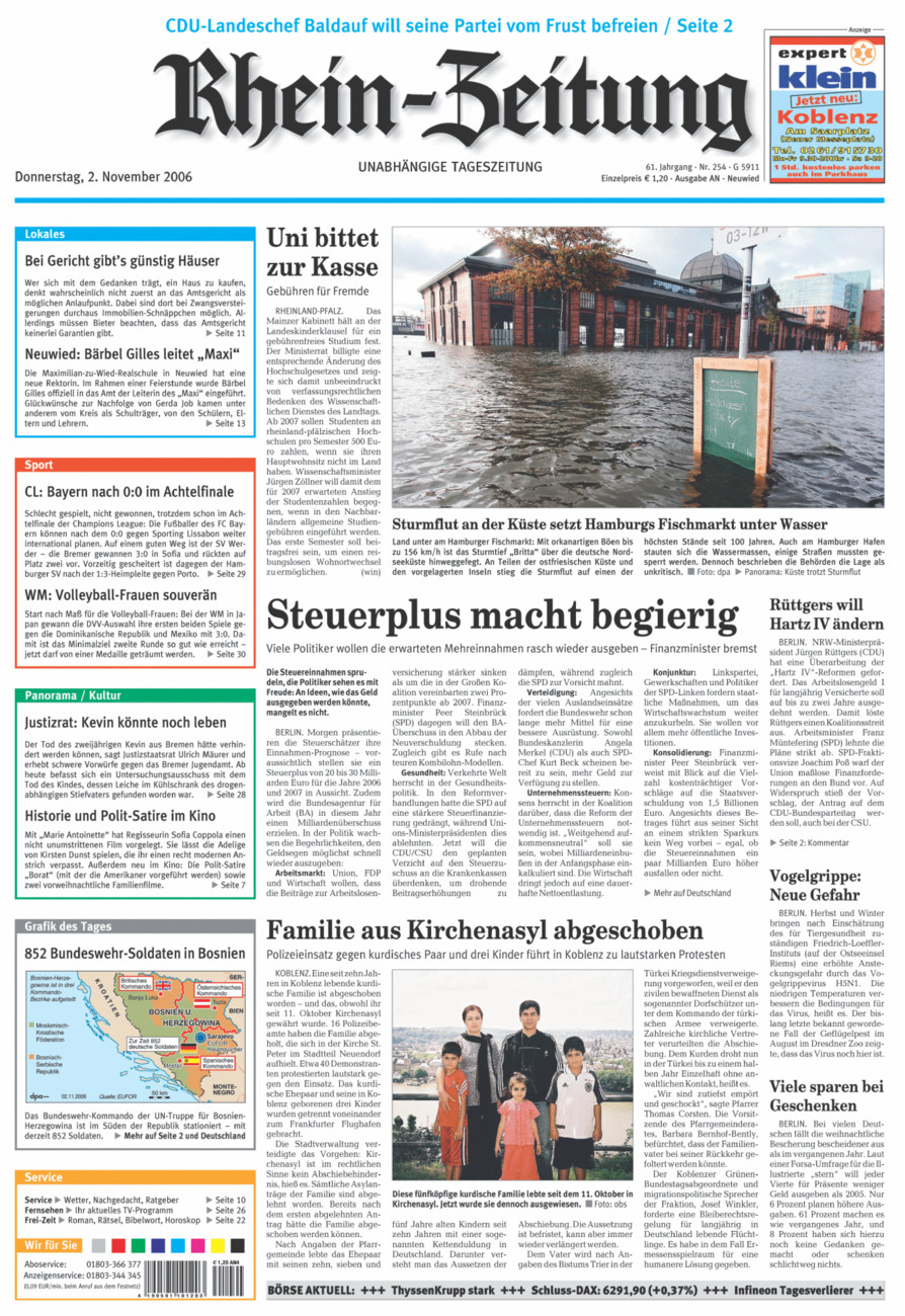 Rhein-Zeitung Kreis Neuwied vom Donnerstag, 02.11.2006