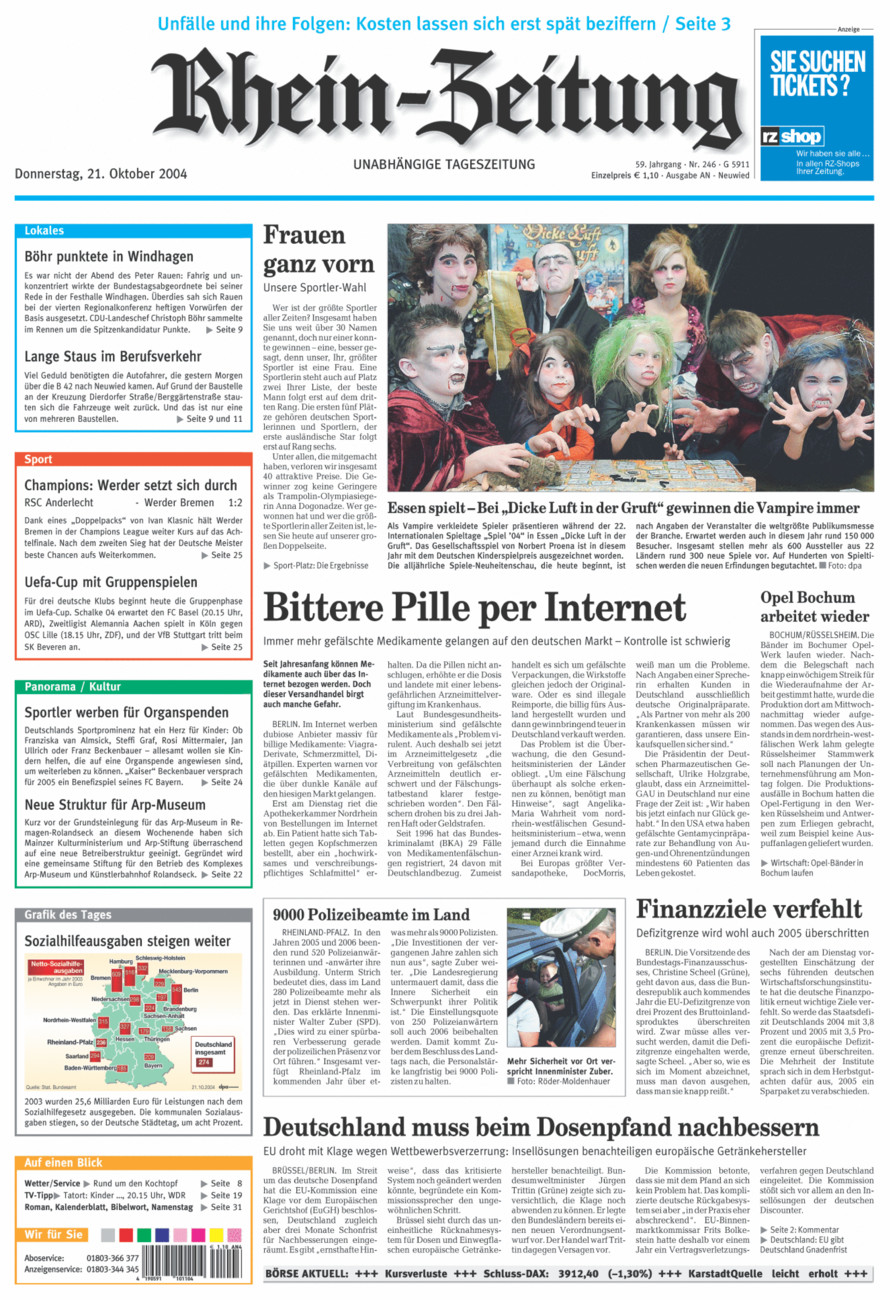 Rhein-Zeitung Kreis Neuwied vom Donnerstag, 21.10.2004