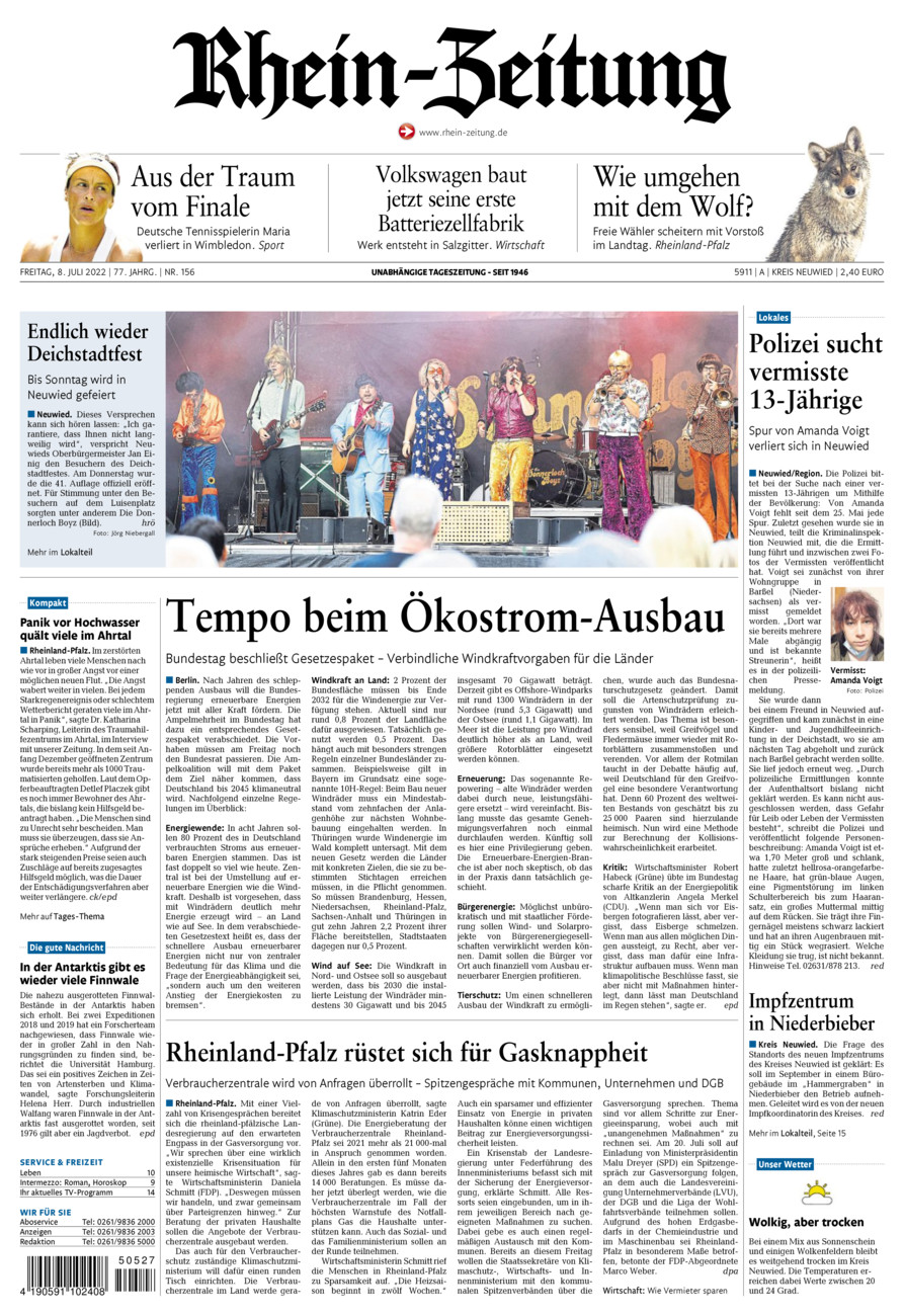Rhein-Zeitung Kreis Neuwied vom Freitag, 08.07.2022