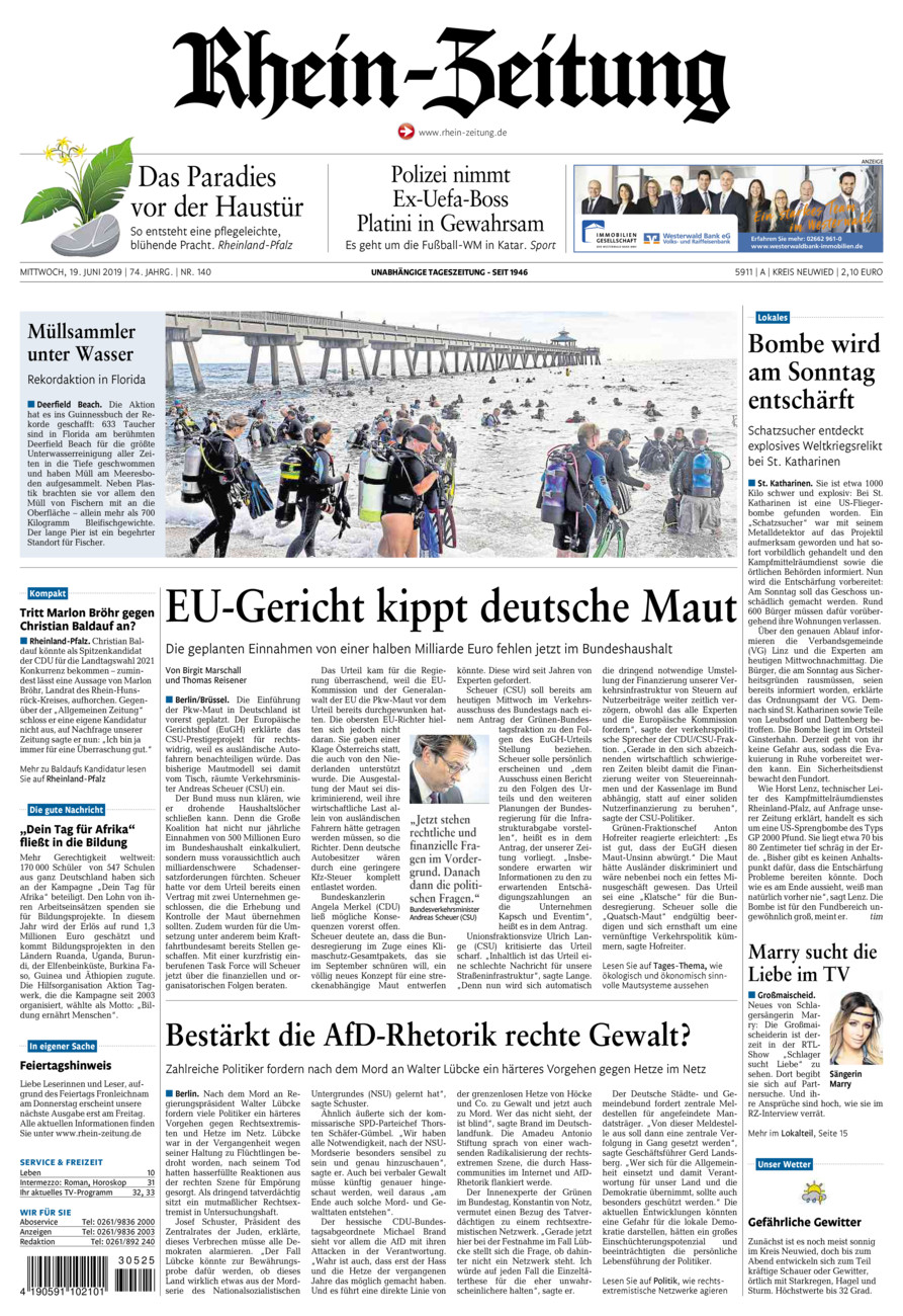Rhein-Zeitung Kreis Neuwied vom Mittwoch, 19.06.2019