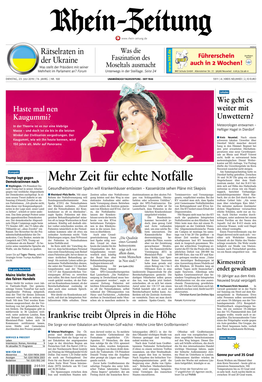 Rhein-Zeitung Kreis Neuwied vom Dienstag, 23.07.2019