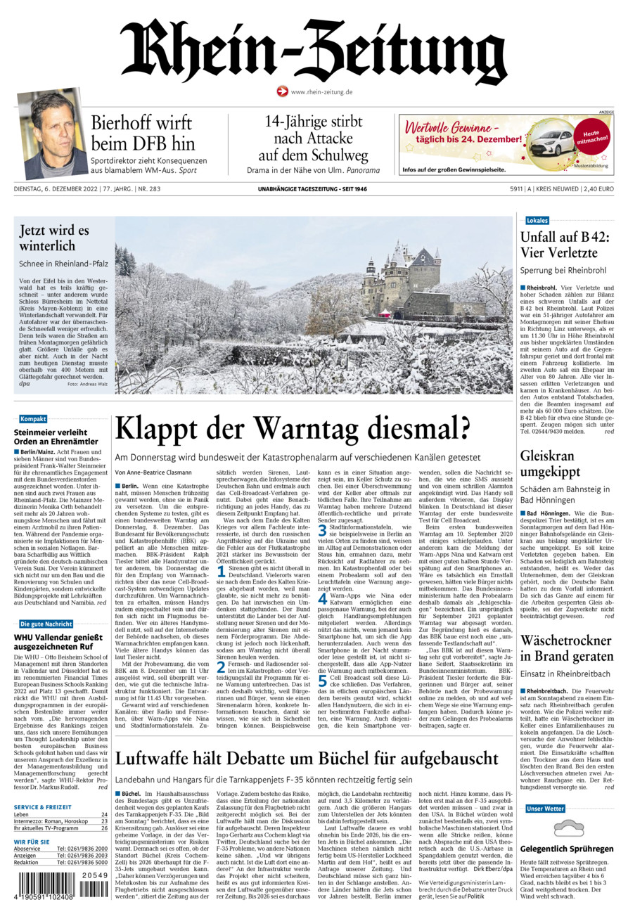 Rhein-Zeitung Kreis Neuwied vom Dienstag, 06.12.2022