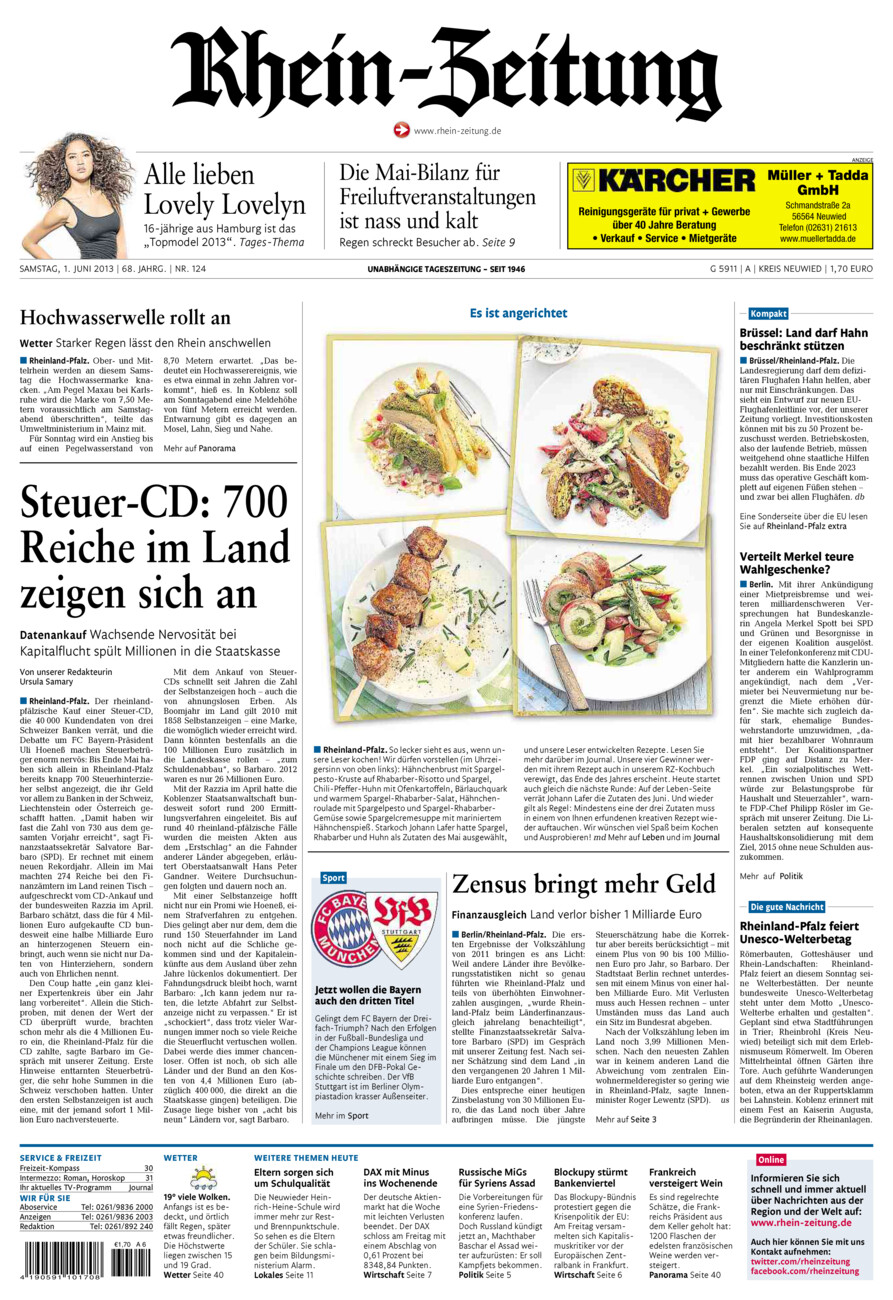 Rhein-Zeitung Kreis Neuwied vom Samstag, 01.06.2013