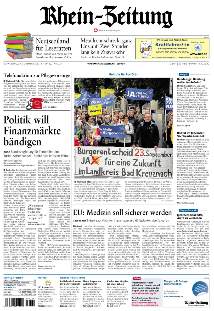 Rhein-Zeitung Kreis Neuwied vom Donnerstag, 27.09.2012
