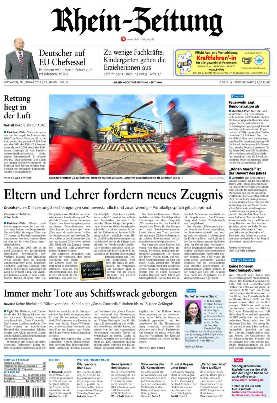 Rhein-Zeitung Kreis Neuwied vom Mittwoch, 18.01.2012