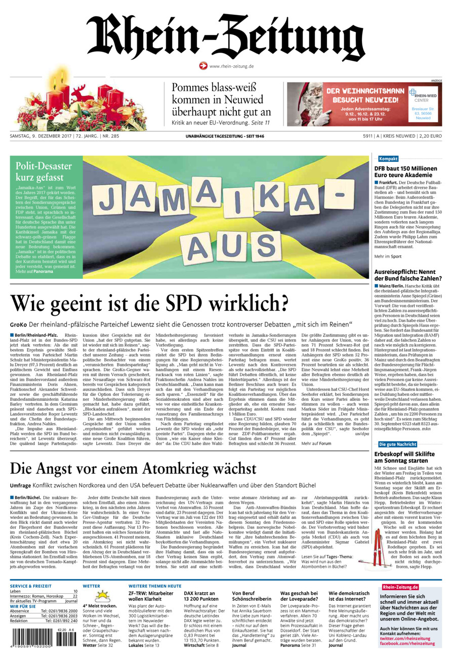 Rhein-Zeitung Kreis Neuwied vom Samstag, 09.12.2017