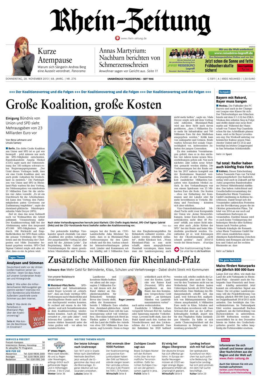 Rhein-Zeitung Kreis Neuwied vom Donnerstag, 28.11.2013