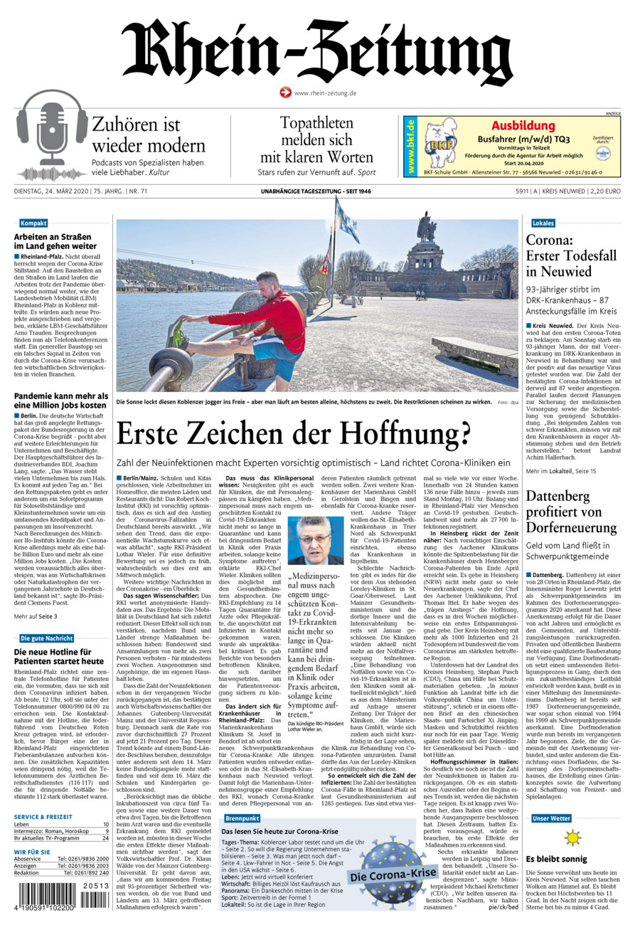 Rhein-Zeitung Kreis Neuwied vom Dienstag, 24.03.2020