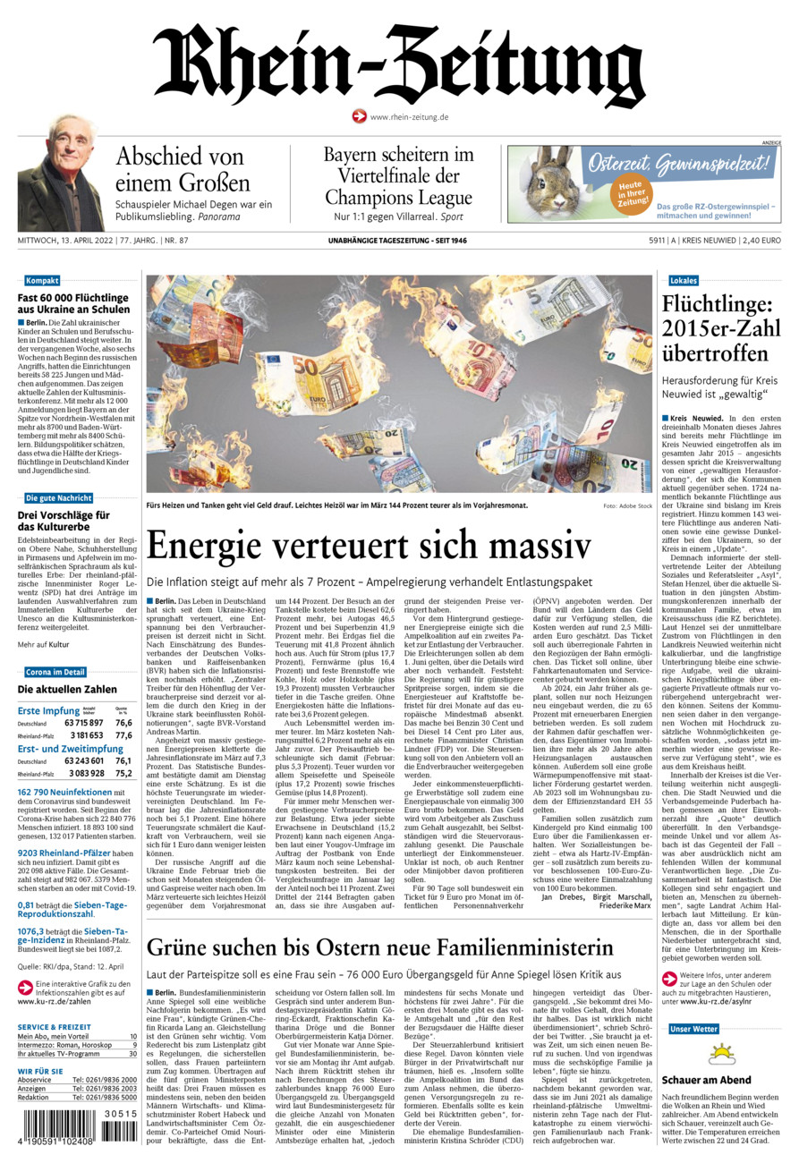 Rhein-Zeitung Kreis Neuwied vom Mittwoch, 13.04.2022