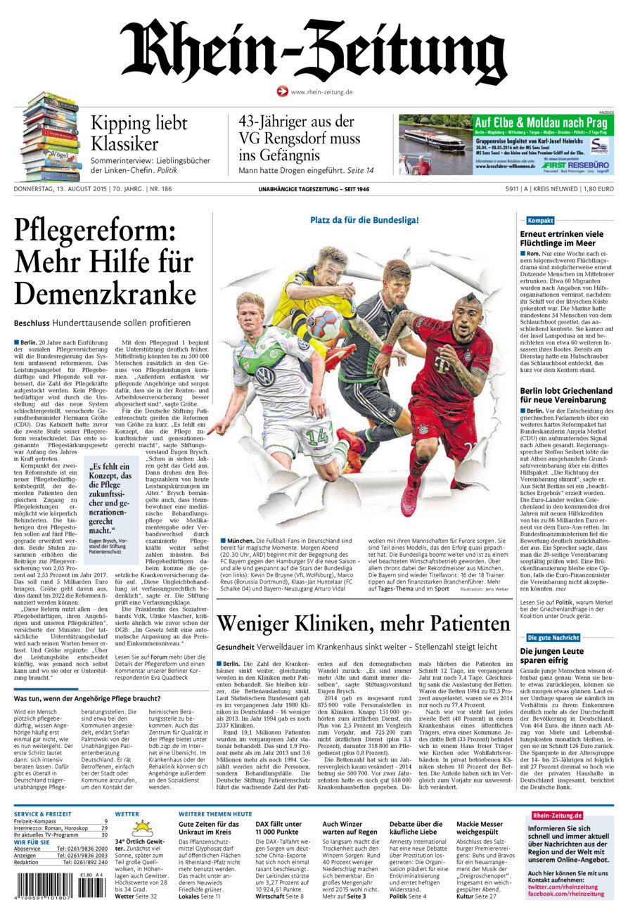 Rhein-Zeitung Kreis Neuwied vom Donnerstag, 13.08.2015