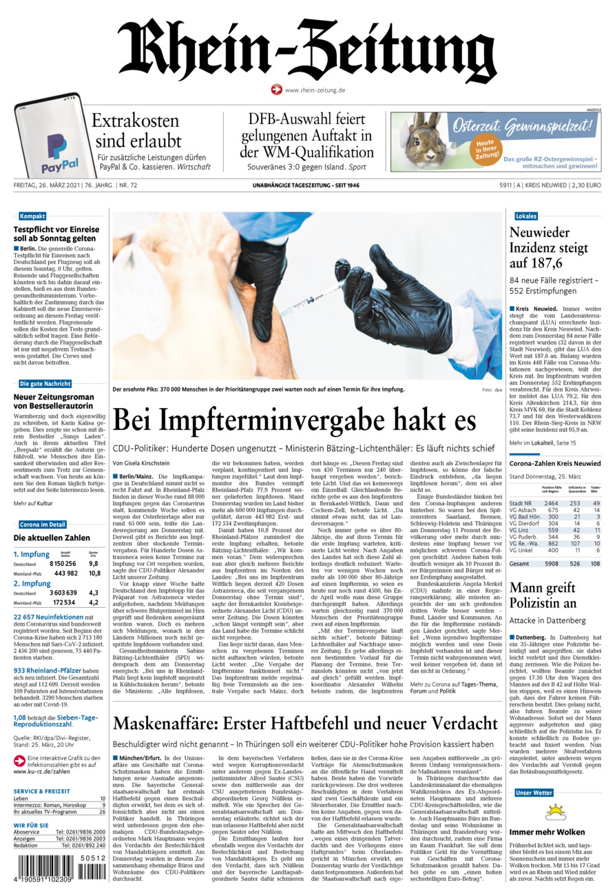 Rhein-Zeitung Kreis Neuwied vom Freitag, 26.03.2021