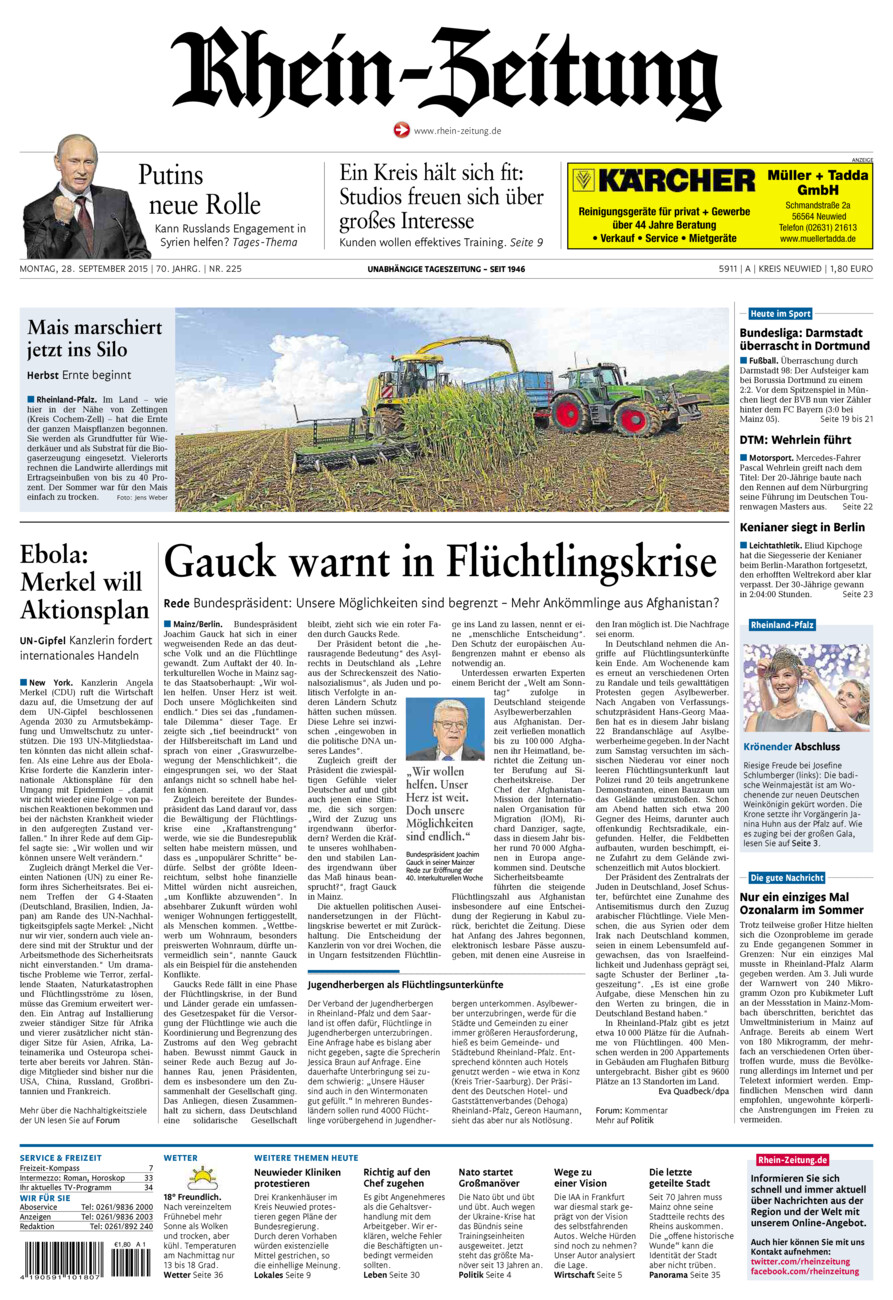 Rhein-Zeitung Kreis Neuwied vom Montag, 28.09.2015