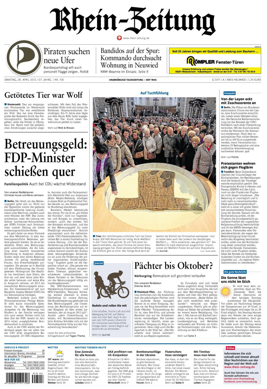 Rhein-Zeitung Kreis Neuwied vom Samstag, 28.04.2012