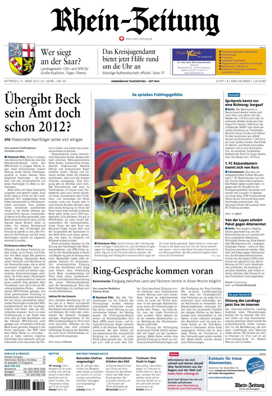 Rhein-Zeitung Kreis Neuwied vom Mittwoch, 21.03.2012