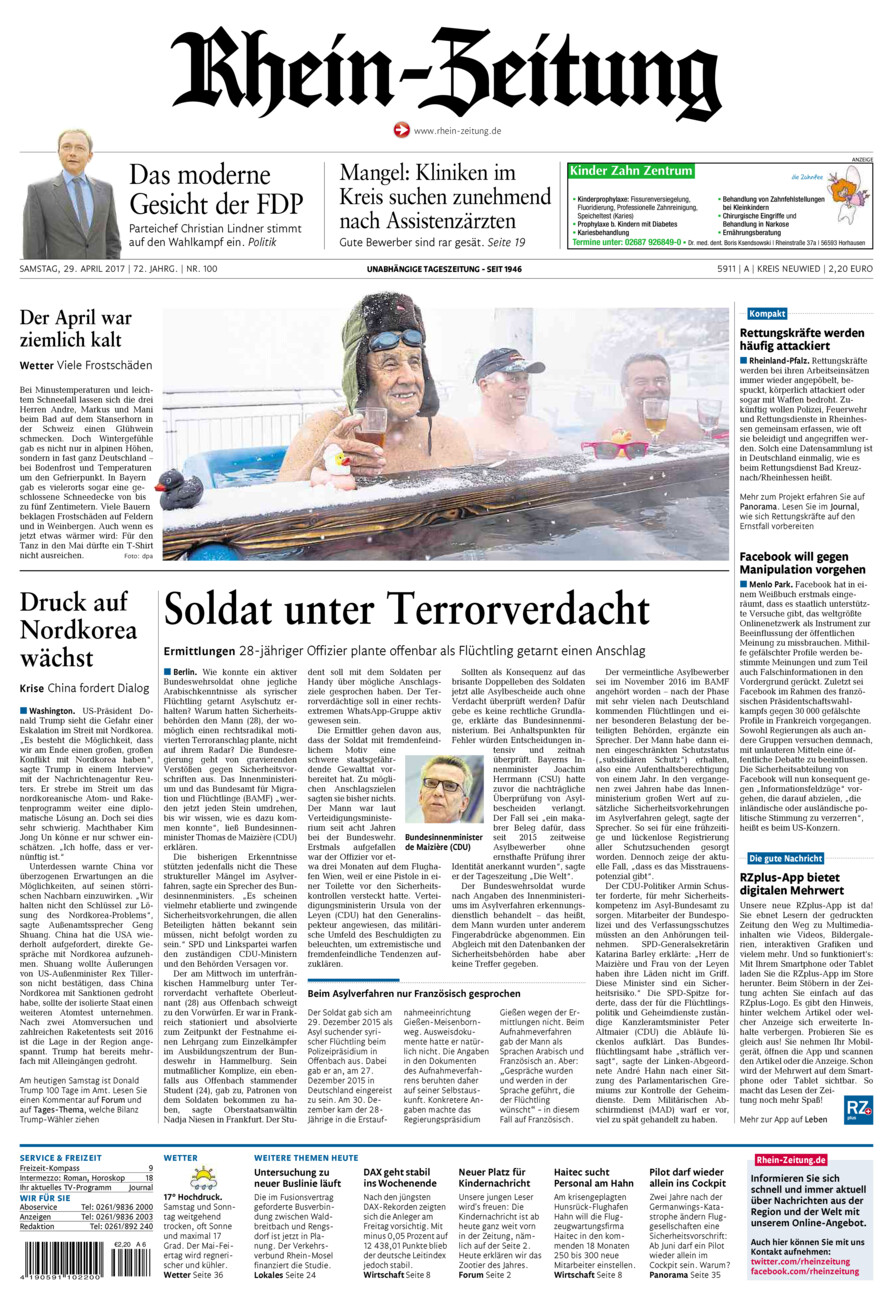 Rhein-Zeitung Kreis Neuwied vom Samstag, 29.04.2017