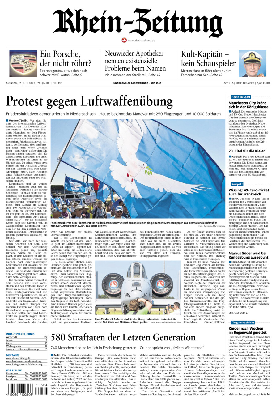 Rhein-Zeitung Kreis Neuwied vom Montag, 12.06.2023