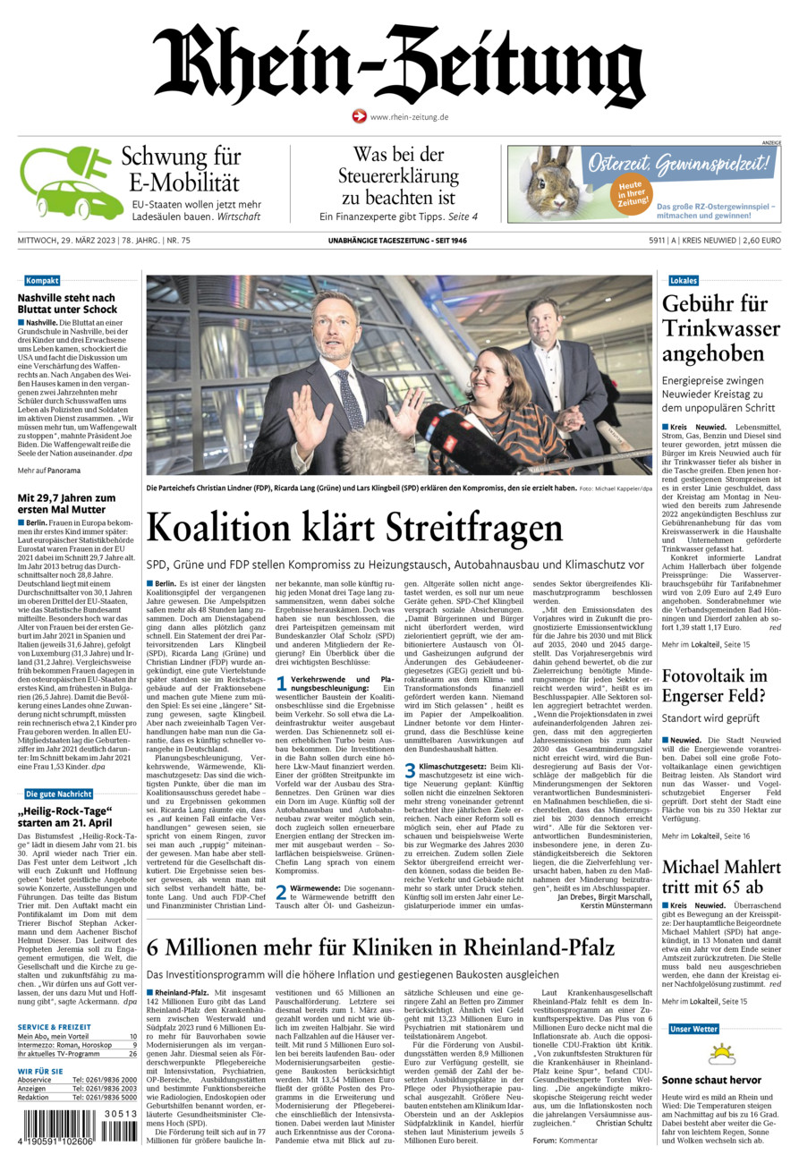 Rhein-Zeitung Kreis Neuwied vom Mittwoch, 29.03.2023