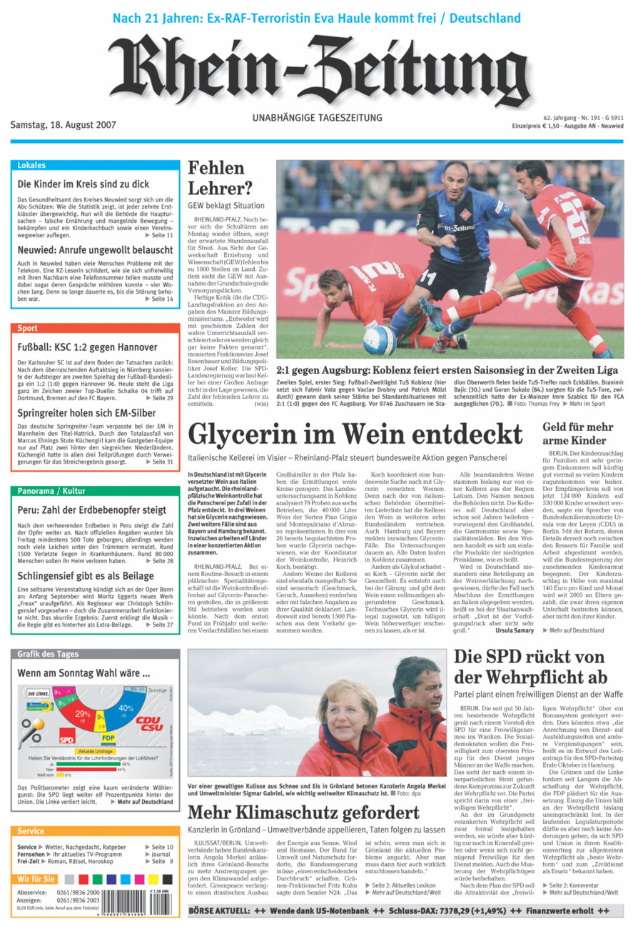 Rhein-Zeitung Kreis Neuwied vom Samstag, 18.08.2007