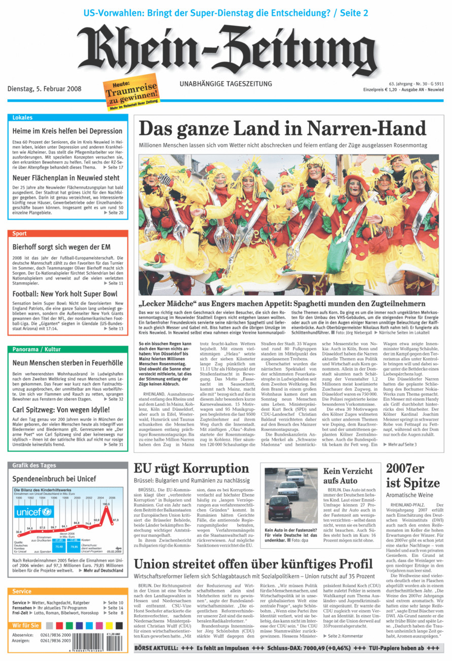 Rhein-Zeitung Kreis Neuwied vom Dienstag, 05.02.2008