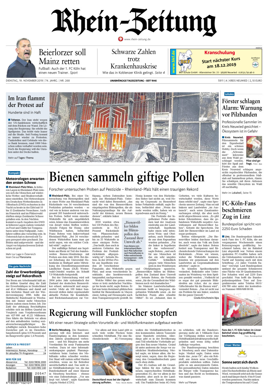 Rhein-Zeitung Kreis Neuwied vom Dienstag, 19.11.2019