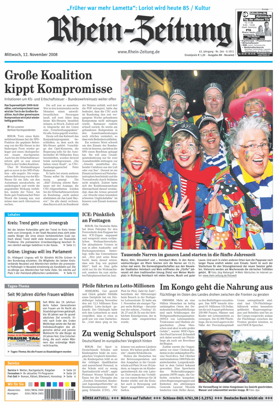 Rhein-Zeitung Kreis Neuwied vom Mittwoch, 12.11.2008