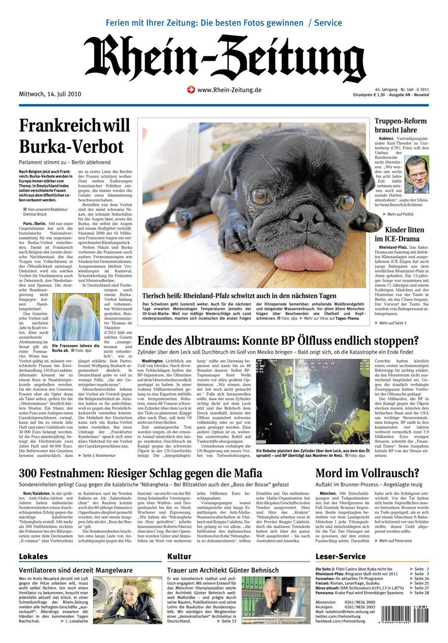 Rhein-Zeitung Kreis Neuwied vom Mittwoch, 14.07.2010