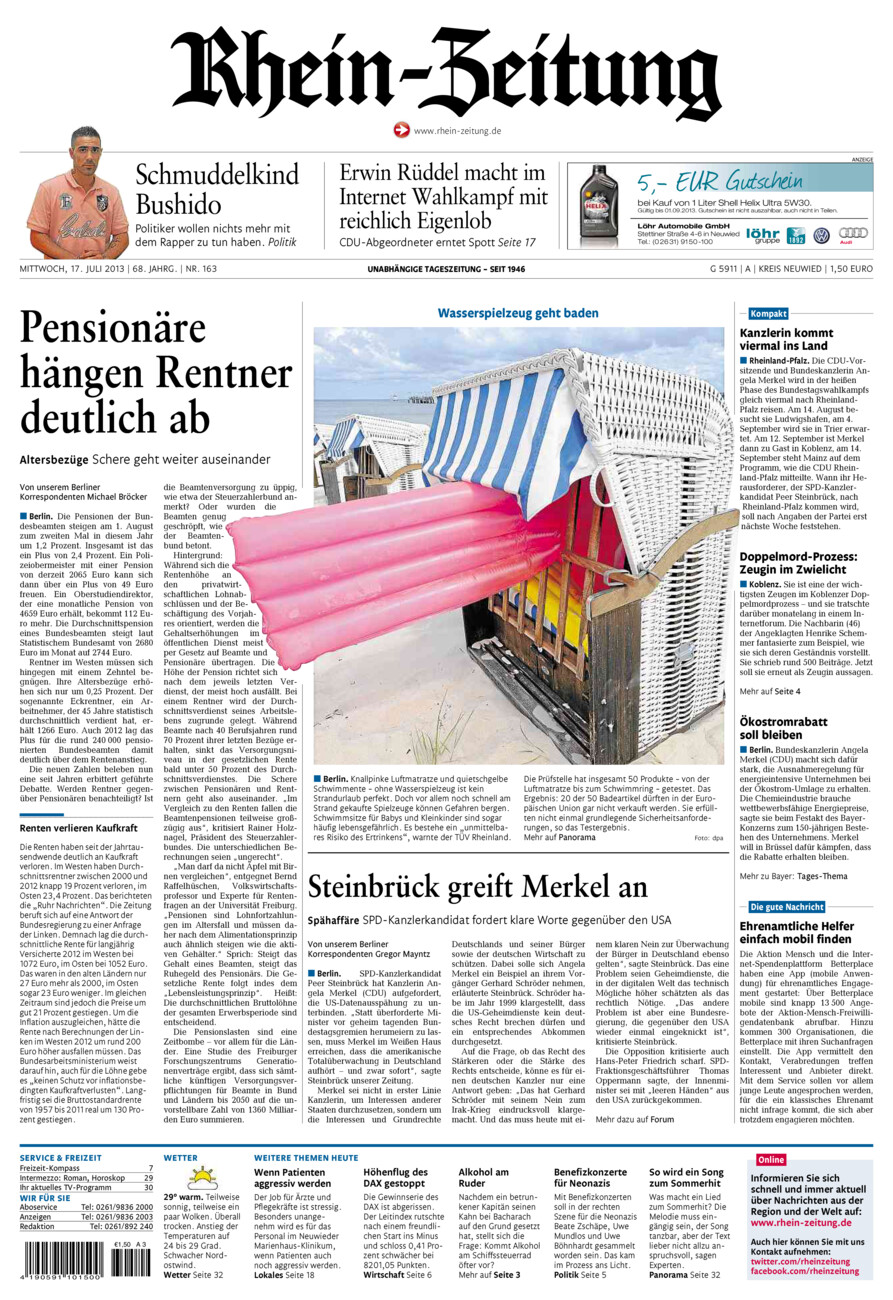 Rhein-Zeitung Kreis Neuwied vom Mittwoch, 17.07.2013