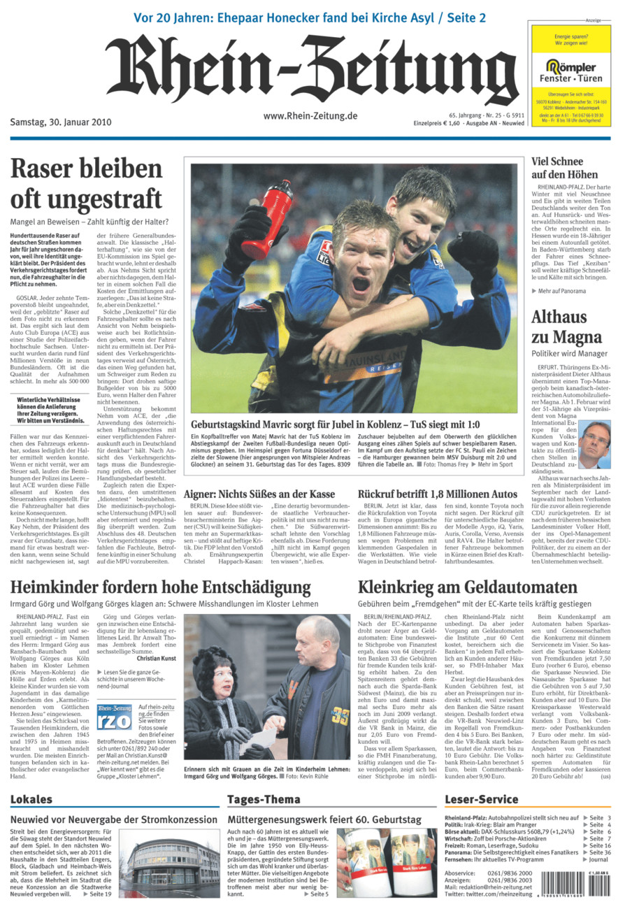 Rhein-Zeitung Kreis Neuwied vom Samstag, 30.01.2010