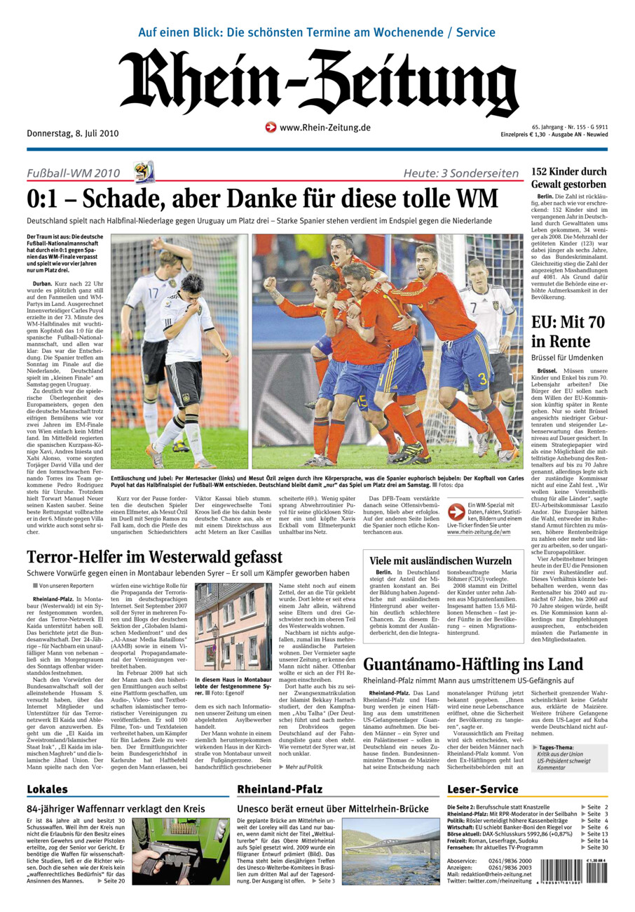 Rhein-Zeitung Kreis Neuwied vom Donnerstag, 08.07.2010