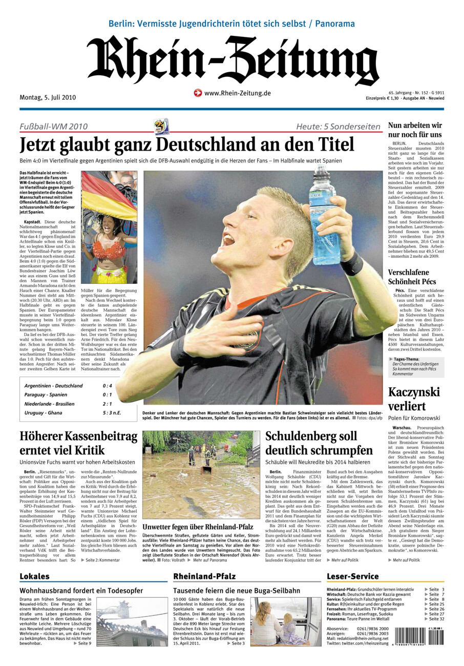 Rhein-Zeitung Kreis Neuwied vom Montag, 05.07.2010