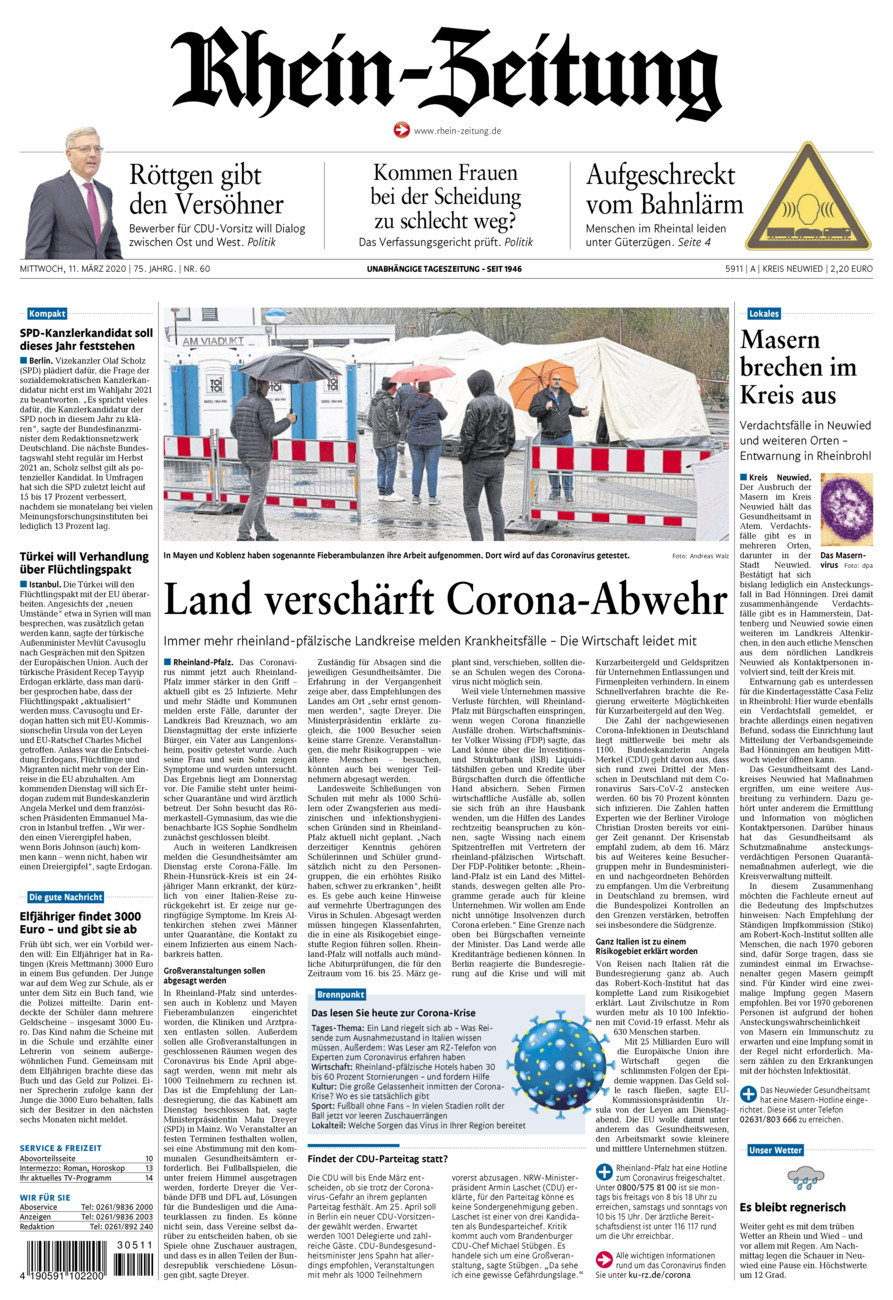 Rhein-Zeitung Kreis Neuwied vom Mittwoch, 11.03.2020