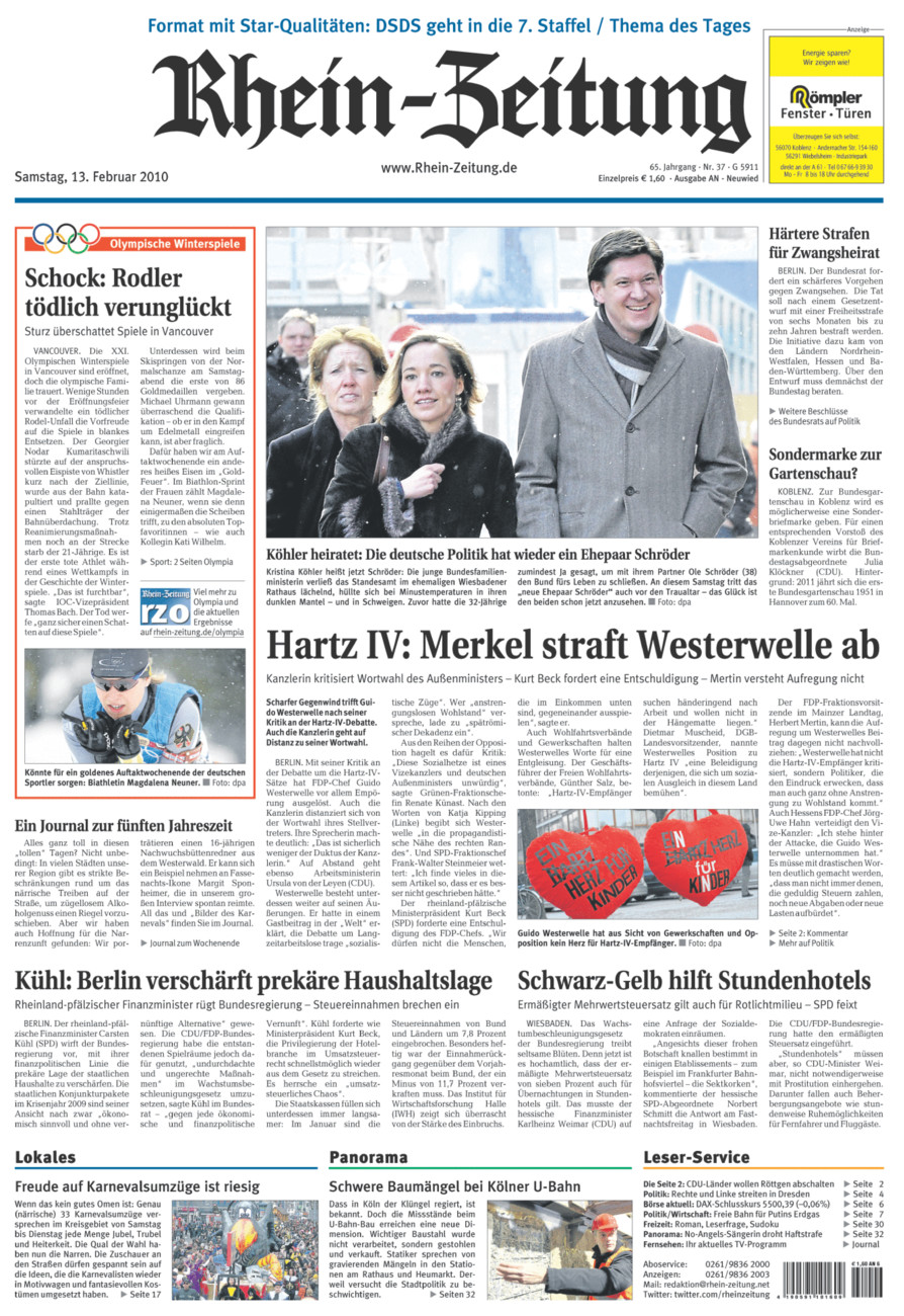 Rhein-Zeitung Kreis Neuwied vom Samstag, 13.02.2010