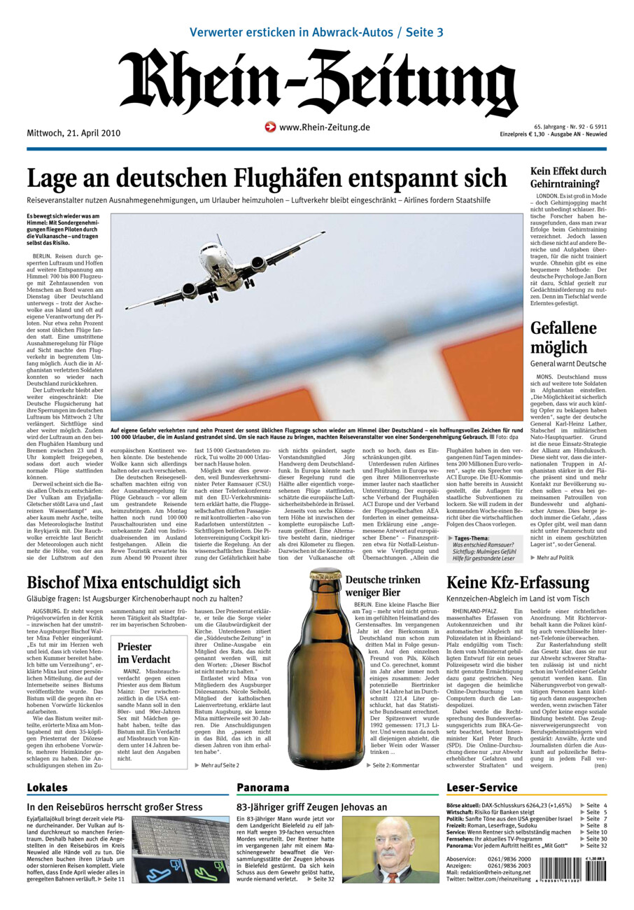 Rhein-Zeitung Kreis Neuwied vom Mittwoch, 21.04.2010