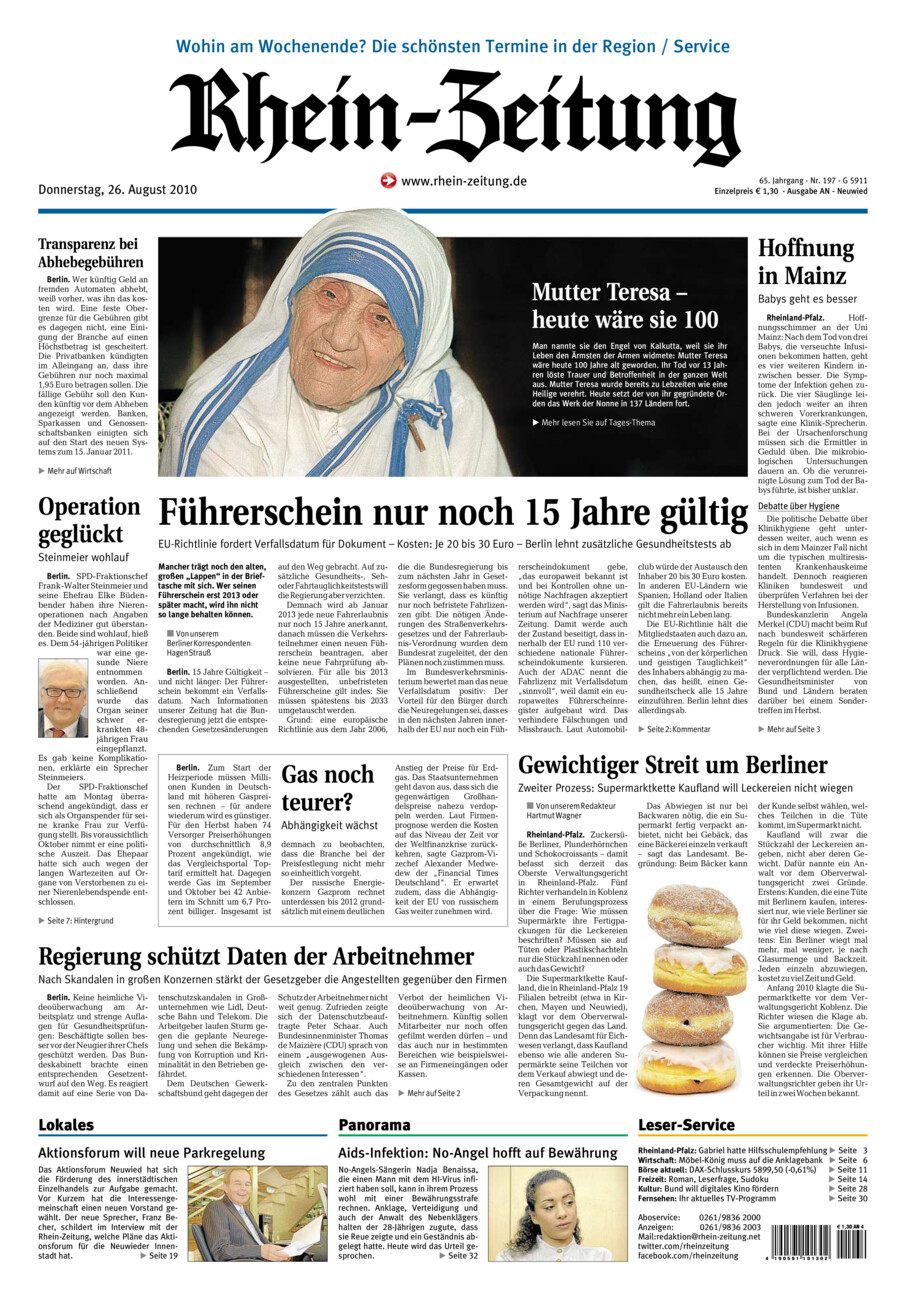 Rhein-Zeitung Kreis Neuwied vom Donnerstag, 26.08.2010