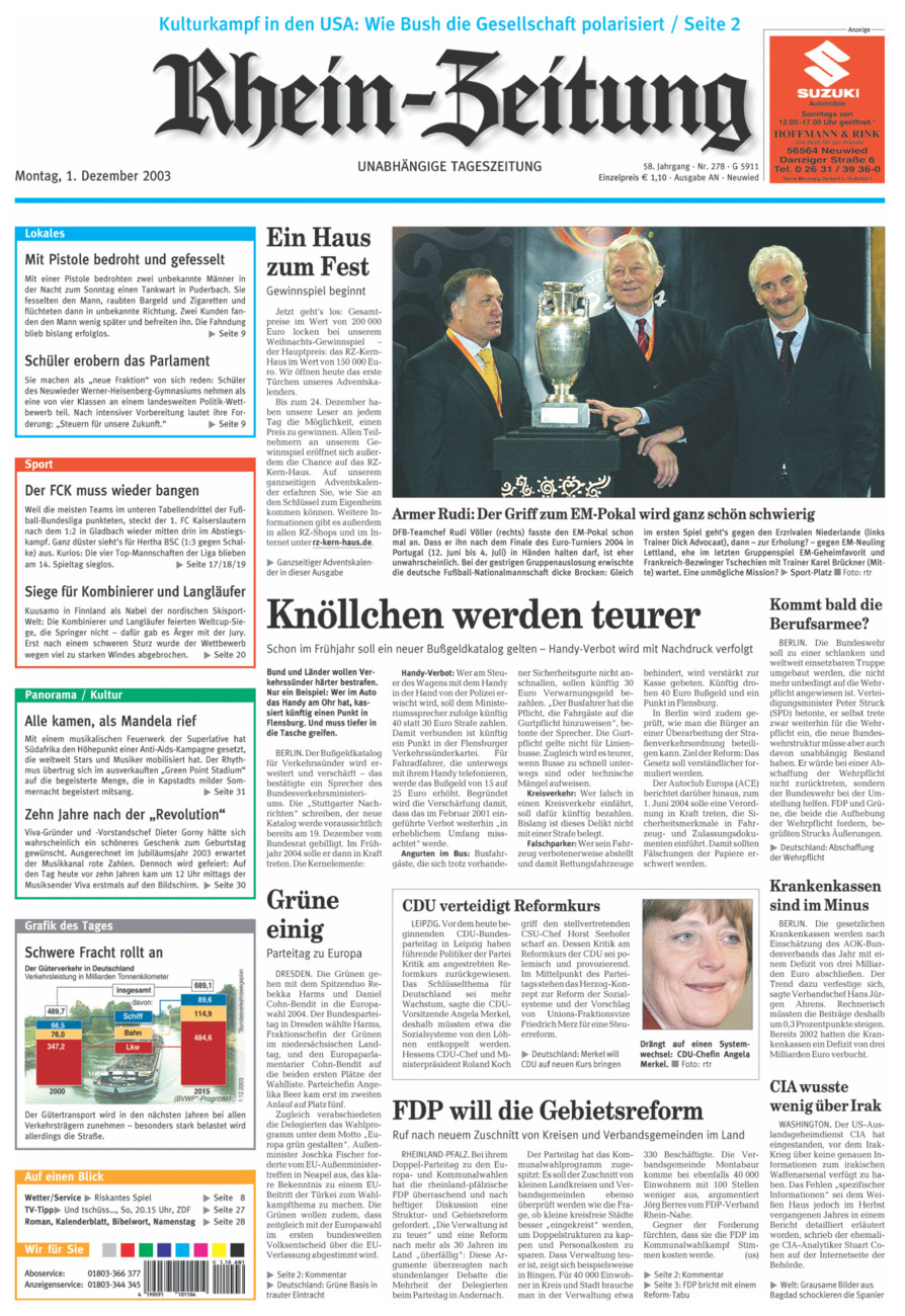 Rhein-Zeitung Kreis Neuwied vom Montag, 01.12.2003