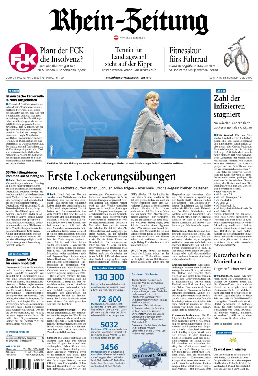 Rhein-Zeitung Kreis Neuwied vom Donnerstag, 16.04.2020
