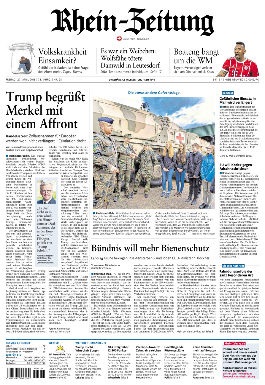 Rhein-Zeitung Kreis Neuwied vom Freitag, 27.04.2018