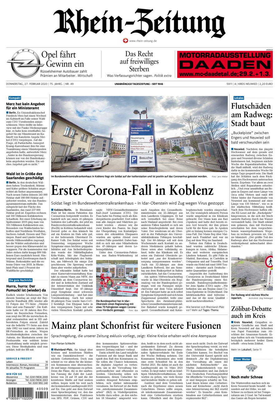 Rhein-Zeitung Kreis Neuwied vom Donnerstag, 27.02.2020