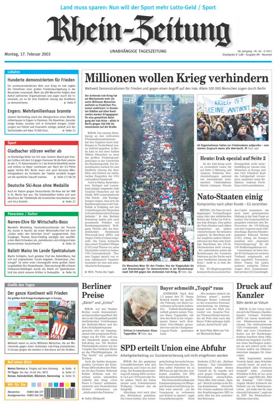 Rhein-Zeitung Kreis Neuwied vom Montag, 17.02.2003