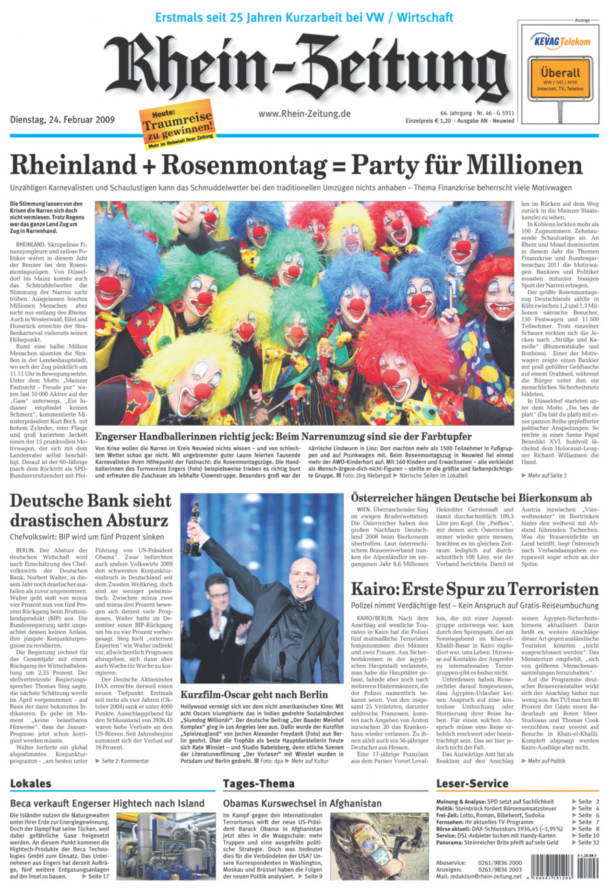 Rhein-Zeitung Kreis Neuwied vom Dienstag, 24.02.2009
