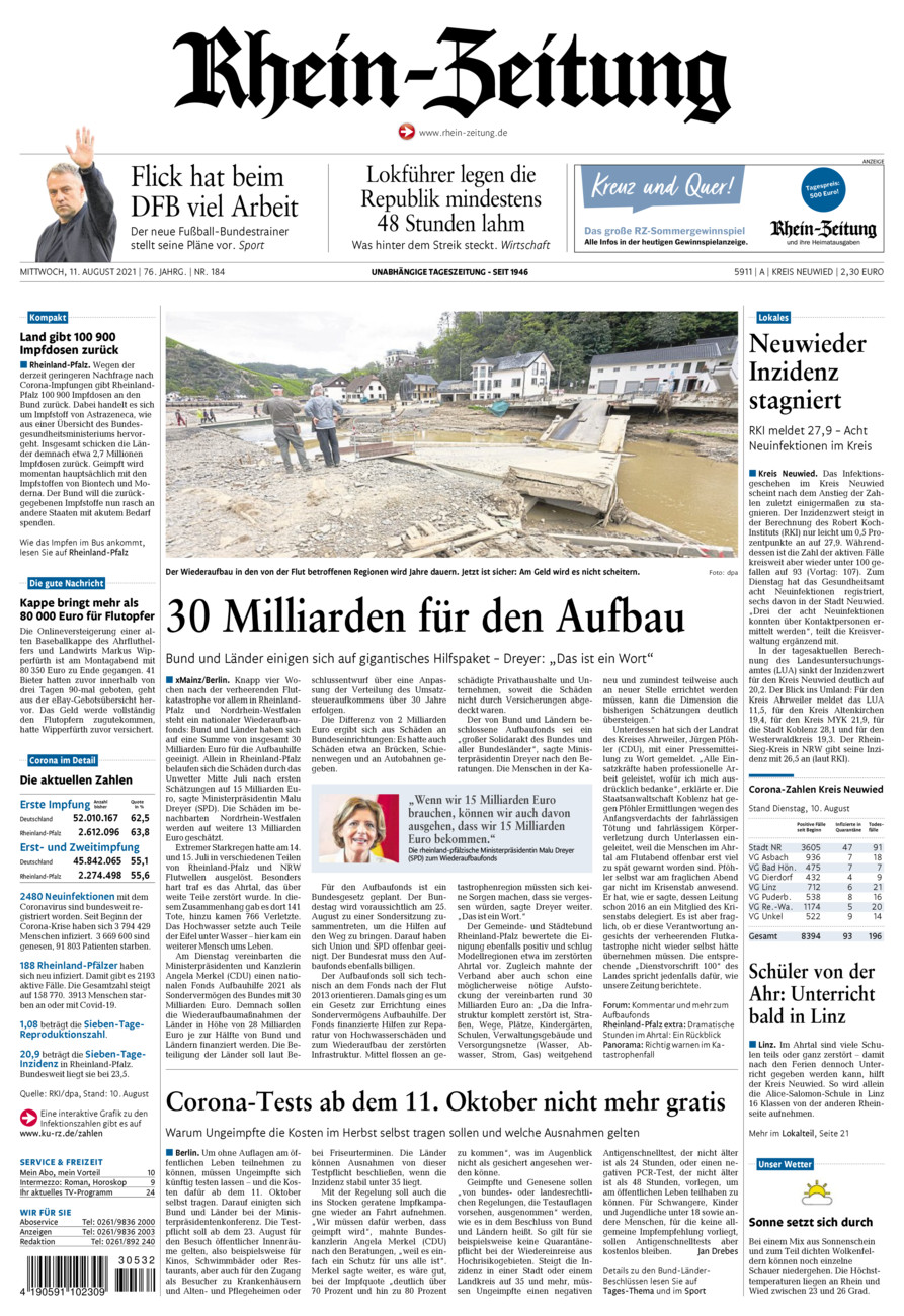 Rhein-Zeitung Kreis Neuwied vom Mittwoch, 11.08.2021