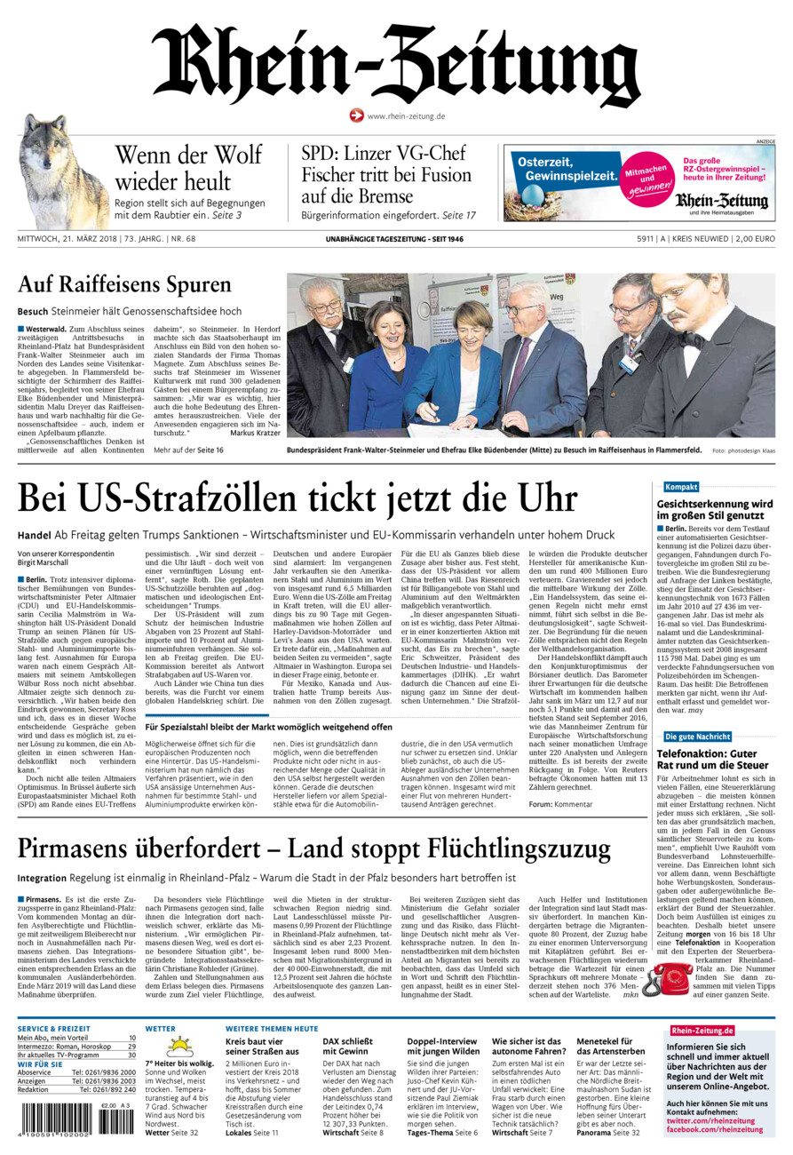 Rhein-Zeitung Kreis Neuwied vom Mittwoch, 21.03.2018