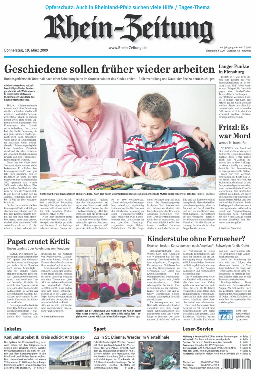 Rhein-Zeitung Kreis Neuwied vom Donnerstag, 19.03.2009