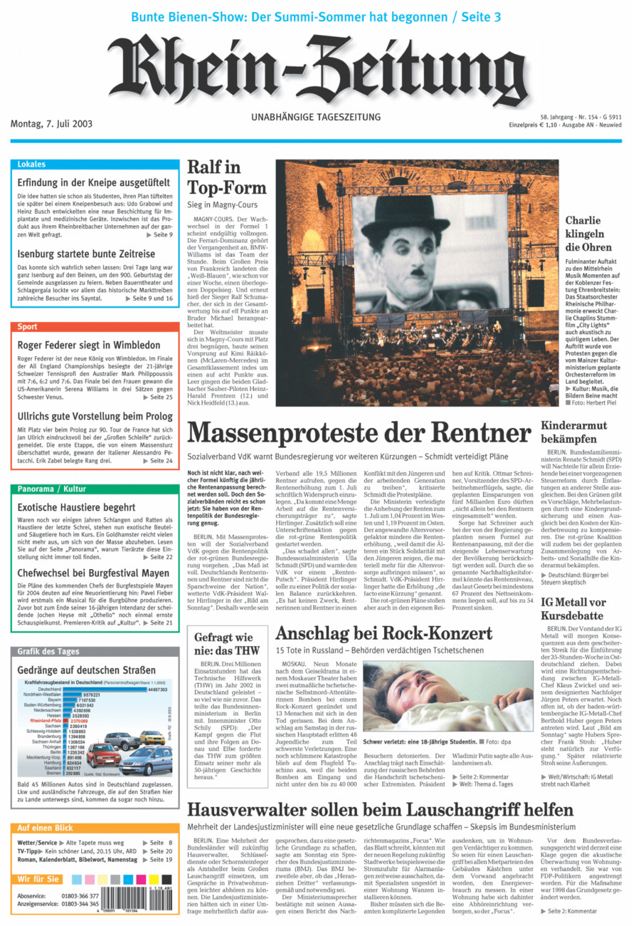 Rhein-Zeitung Kreis Neuwied vom Montag, 07.07.2003