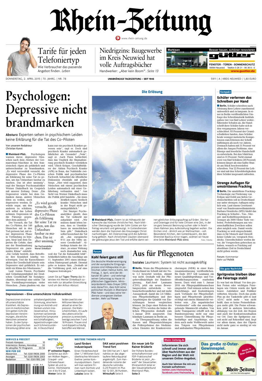 Rhein-Zeitung Kreis Neuwied vom Donnerstag, 02.04.2015